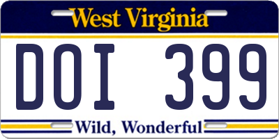 WV license plate DOI399