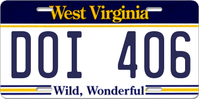 WV license plate DOI406
