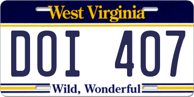 WV license plate DOI407
