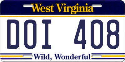 WV license plate DOI408