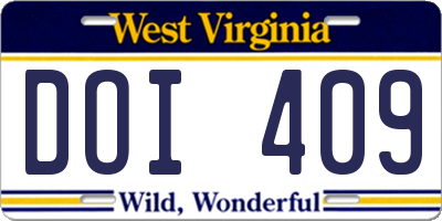 WV license plate DOI409