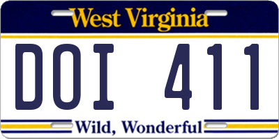 WV license plate DOI411