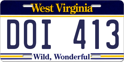 WV license plate DOI413