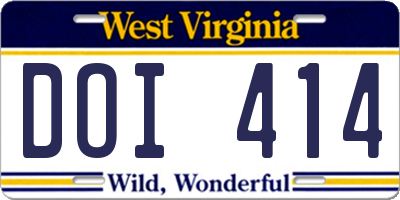 WV license plate DOI414