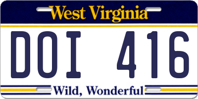 WV license plate DOI416