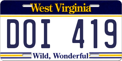 WV license plate DOI419