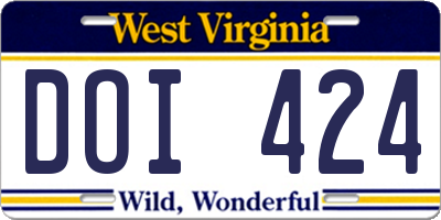 WV license plate DOI424