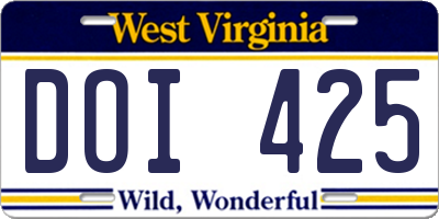 WV license plate DOI425