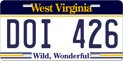 WV license plate DOI426