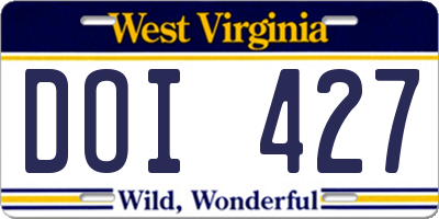 WV license plate DOI427