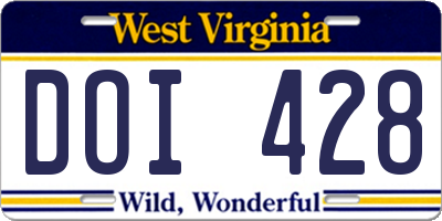 WV license plate DOI428