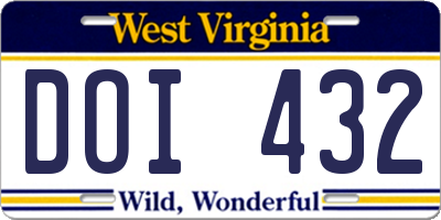 WV license plate DOI432