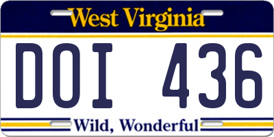 WV license plate DOI436