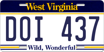 WV license plate DOI437