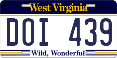 WV license plate DOI439