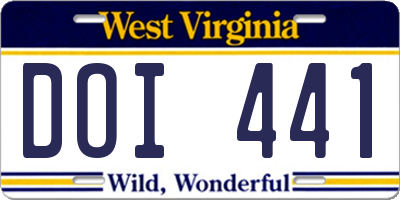 WV license plate DOI441