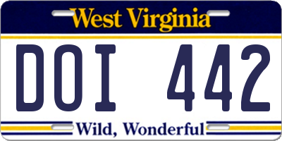 WV license plate DOI442