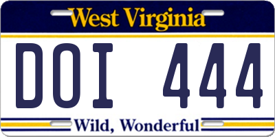 WV license plate DOI444