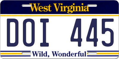 WV license plate DOI445