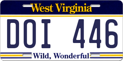 WV license plate DOI446