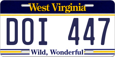 WV license plate DOI447