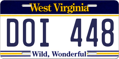 WV license plate DOI448