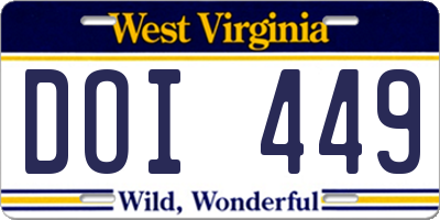 WV license plate DOI449