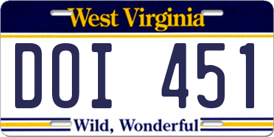 WV license plate DOI451