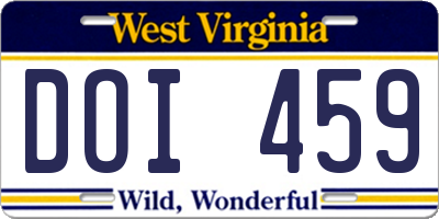 WV license plate DOI459