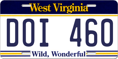 WV license plate DOI460