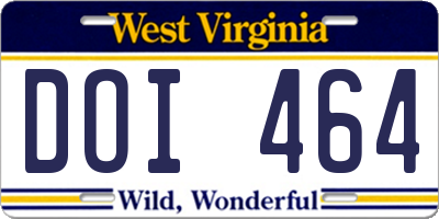 WV license plate DOI464
