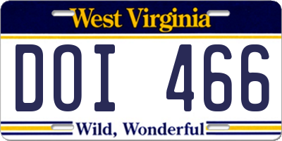 WV license plate DOI466