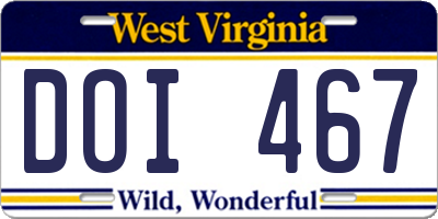 WV license plate DOI467