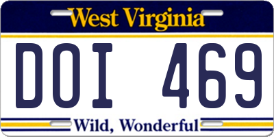 WV license plate DOI469
