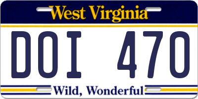 WV license plate DOI470