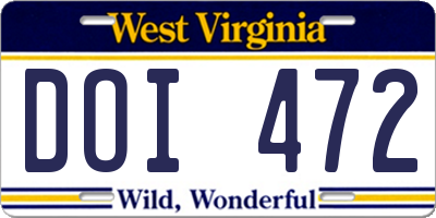WV license plate DOI472