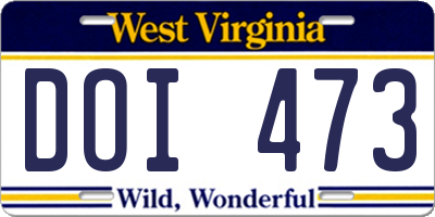 WV license plate DOI473