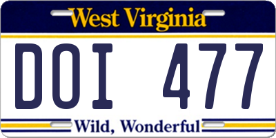 WV license plate DOI477