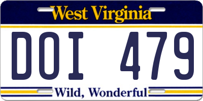 WV license plate DOI479