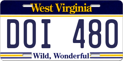 WV license plate DOI480