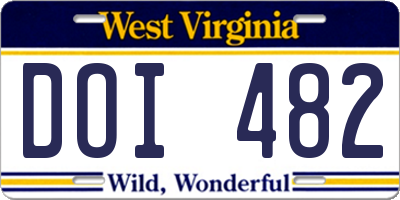WV license plate DOI482