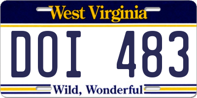 WV license plate DOI483