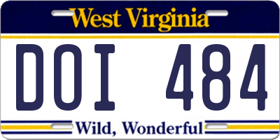 WV license plate DOI484