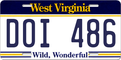 WV license plate DOI486