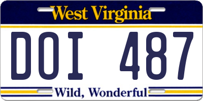 WV license plate DOI487
