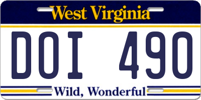 WV license plate DOI490