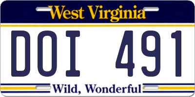 WV license plate DOI491
