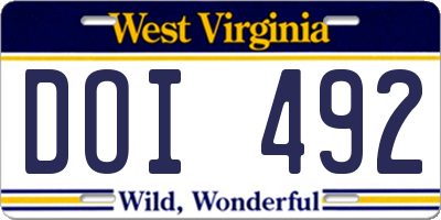 WV license plate DOI492