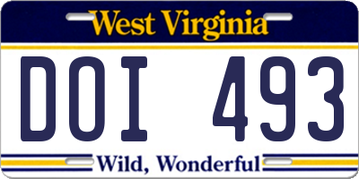 WV license plate DOI493
