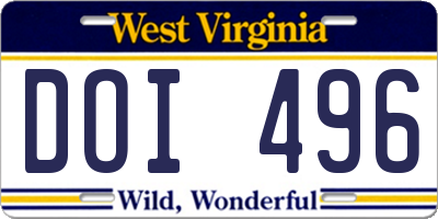 WV license plate DOI496